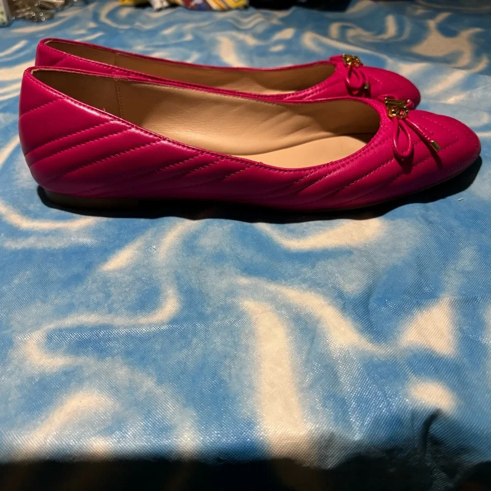 Stuart Weitzman Pink Quilted Flats with Gold Accents - Picture 6 of 8